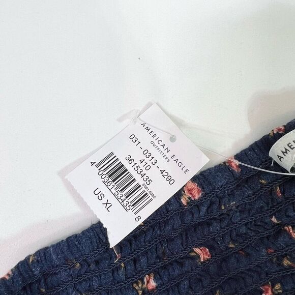 American Eagle Skirt Womens XL Blue Floral Print Tiered Mini Skirt NWT Boho - Picture 6 of 9